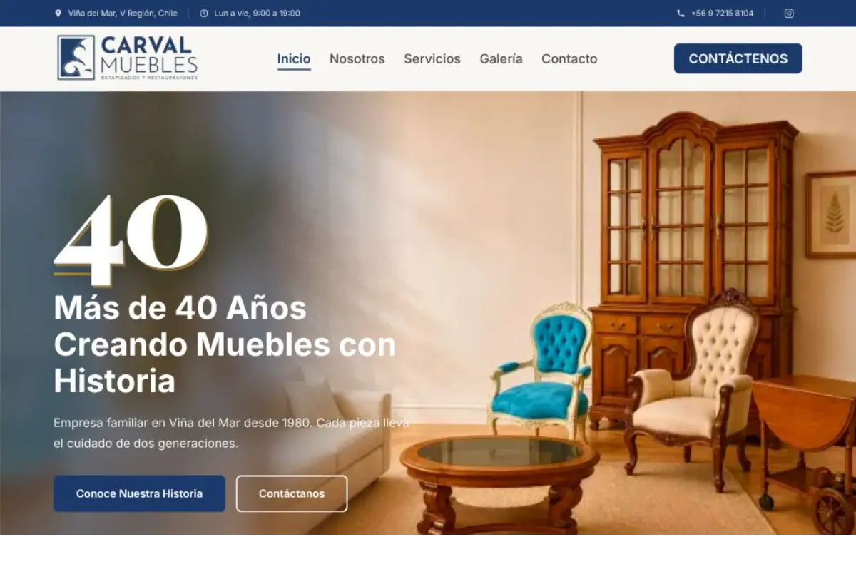 Portada del sitio de Carval Muebles